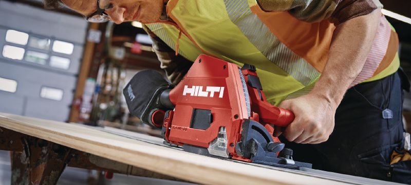 SC 6WP-22 cordless plunge saw Precision plunge circular saw with high dust capture rate for clean and controlled, straight cuts in wood up to 53 mm│2-1/8 depth with guiderail Applications 1