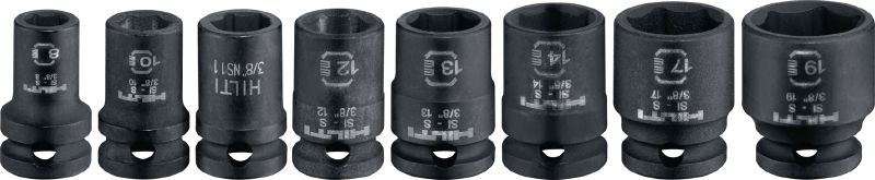 SI-S 3/8 短身衝擊套筒 3/8 (寸) 短衝擊套筒，適用於緊固螺栓和錨栓