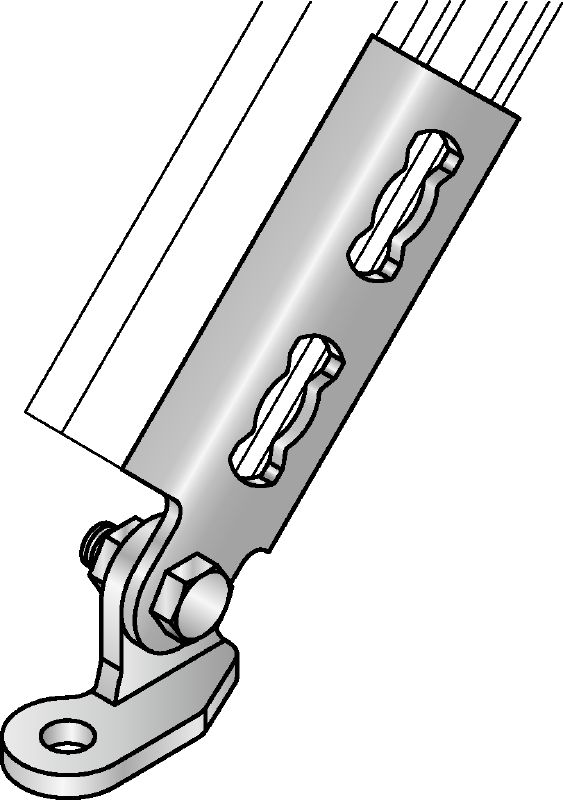 MQS-ACD Channel brace connector Galvanised pre-assembled channel brace connector with increased installation flexibility and loads for a wide range of seismic applications