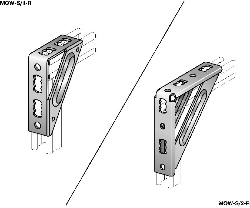 MQW-S-R 角托架 不銹鋼 (A4) 90 度重型角件，用於連接中型/重型應用中的多個 MQ 螺柱坑槽
