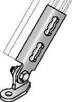 MQS-ACD Channel brace connector Galvanised pre-assembled channel brace connector with increased installation flexibility and loads for a wide range of seismic applications